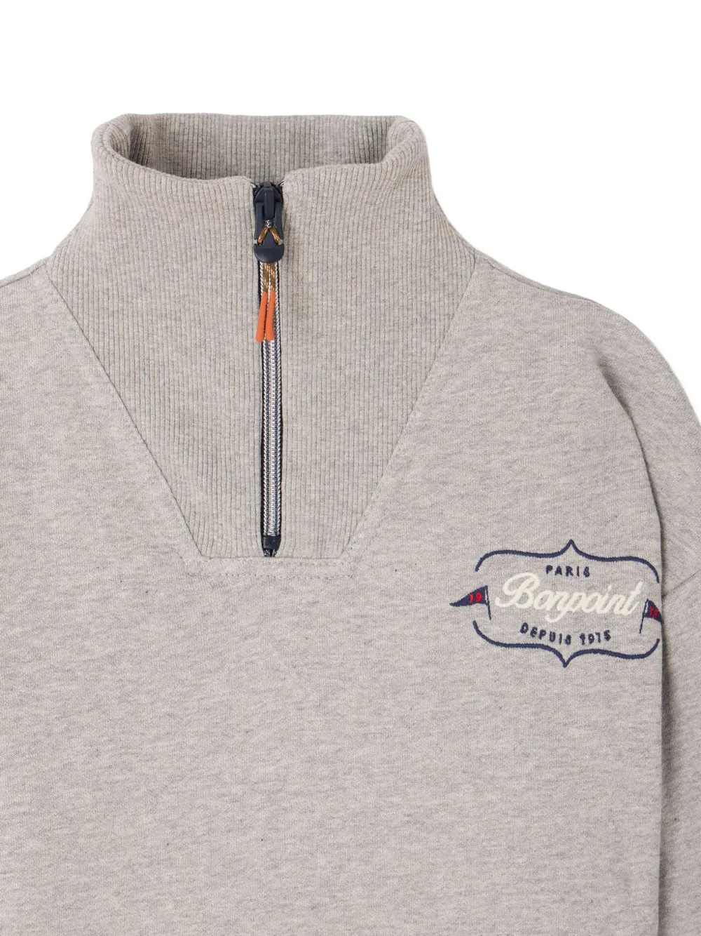 Bonpoint Theos logo-embroidered quarter-zip hoodie Grijs