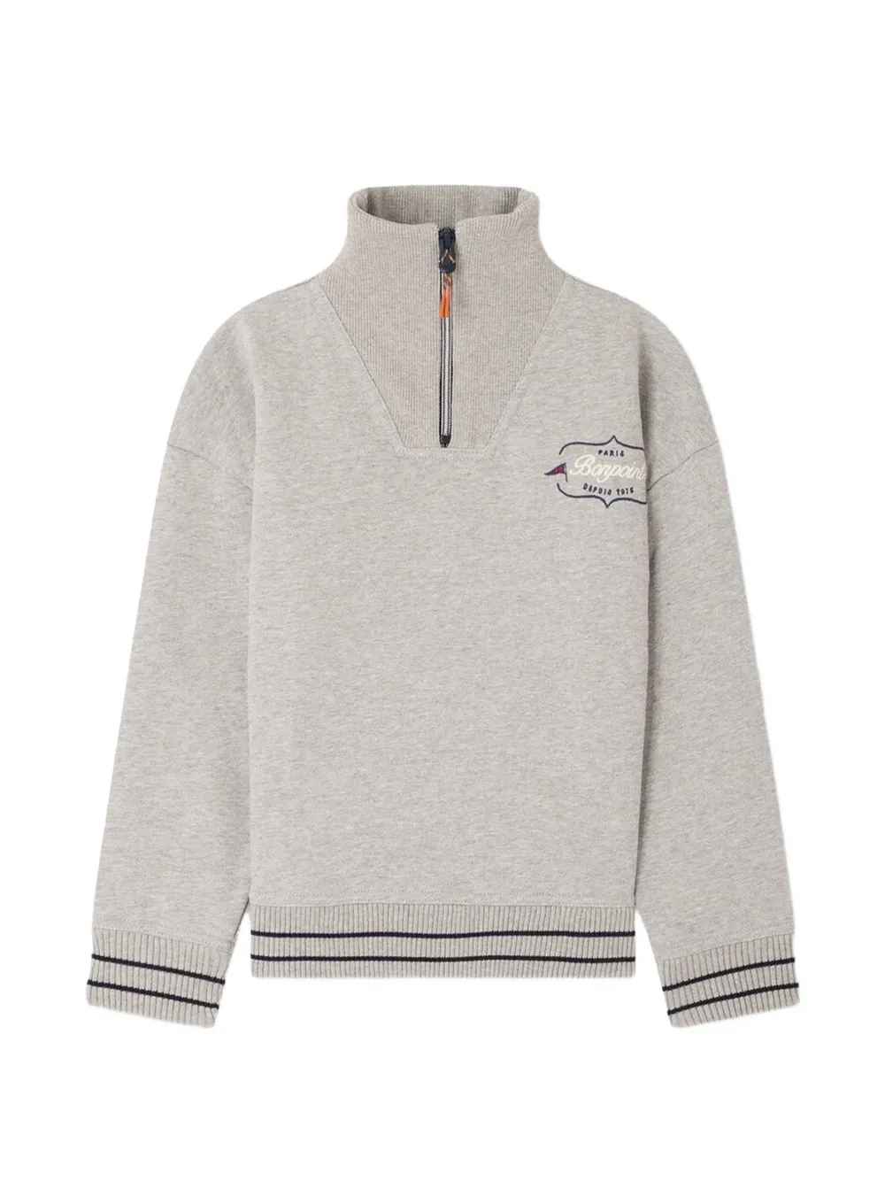Bonpoint Theos logo-embroidered quarter-zip hoodie - Grau