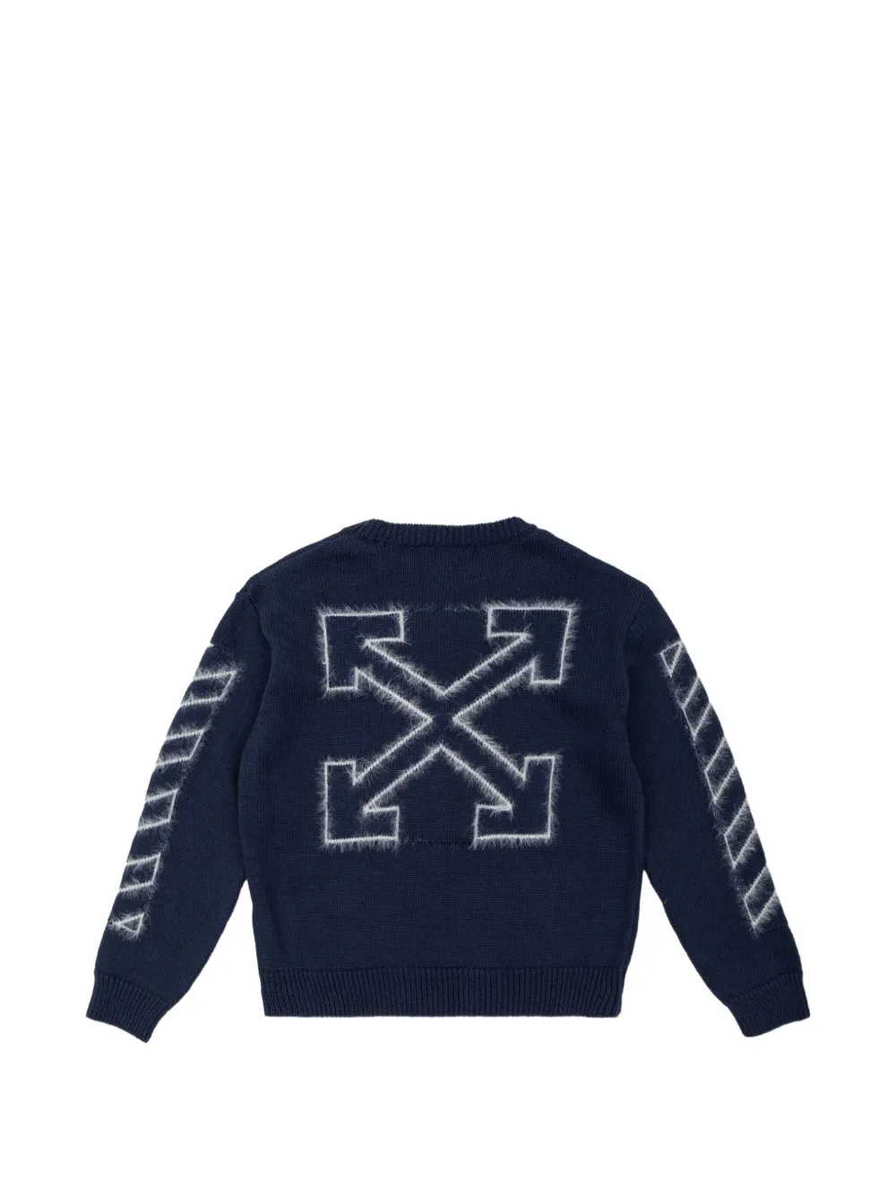 Off-White Kids Arrow intarsia-knit sweater Blauw