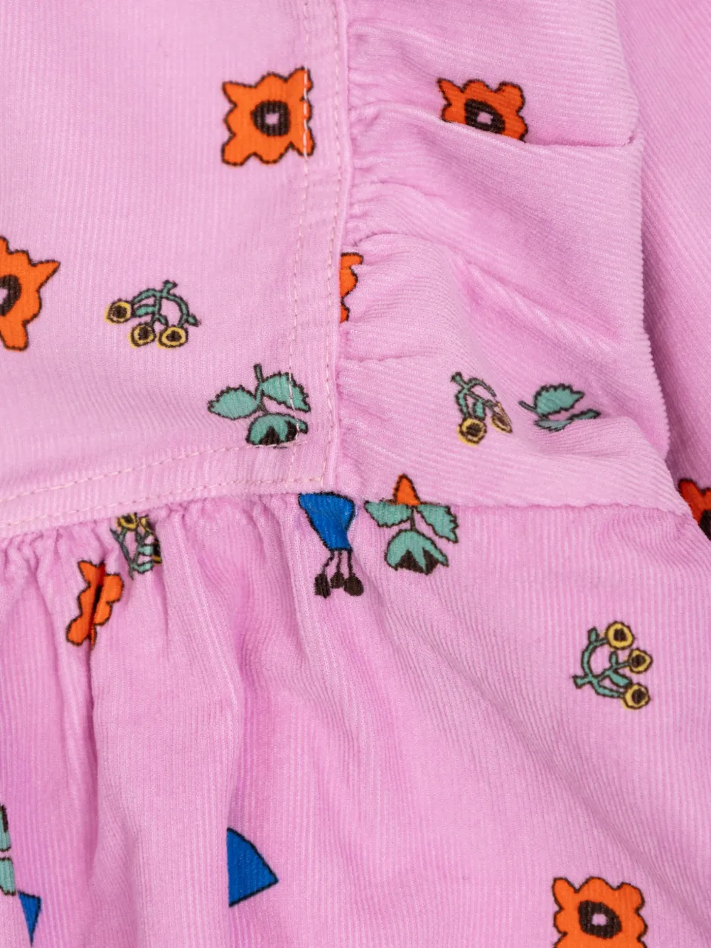 Bobo Choses puff-sleeve corduroy dress Roze