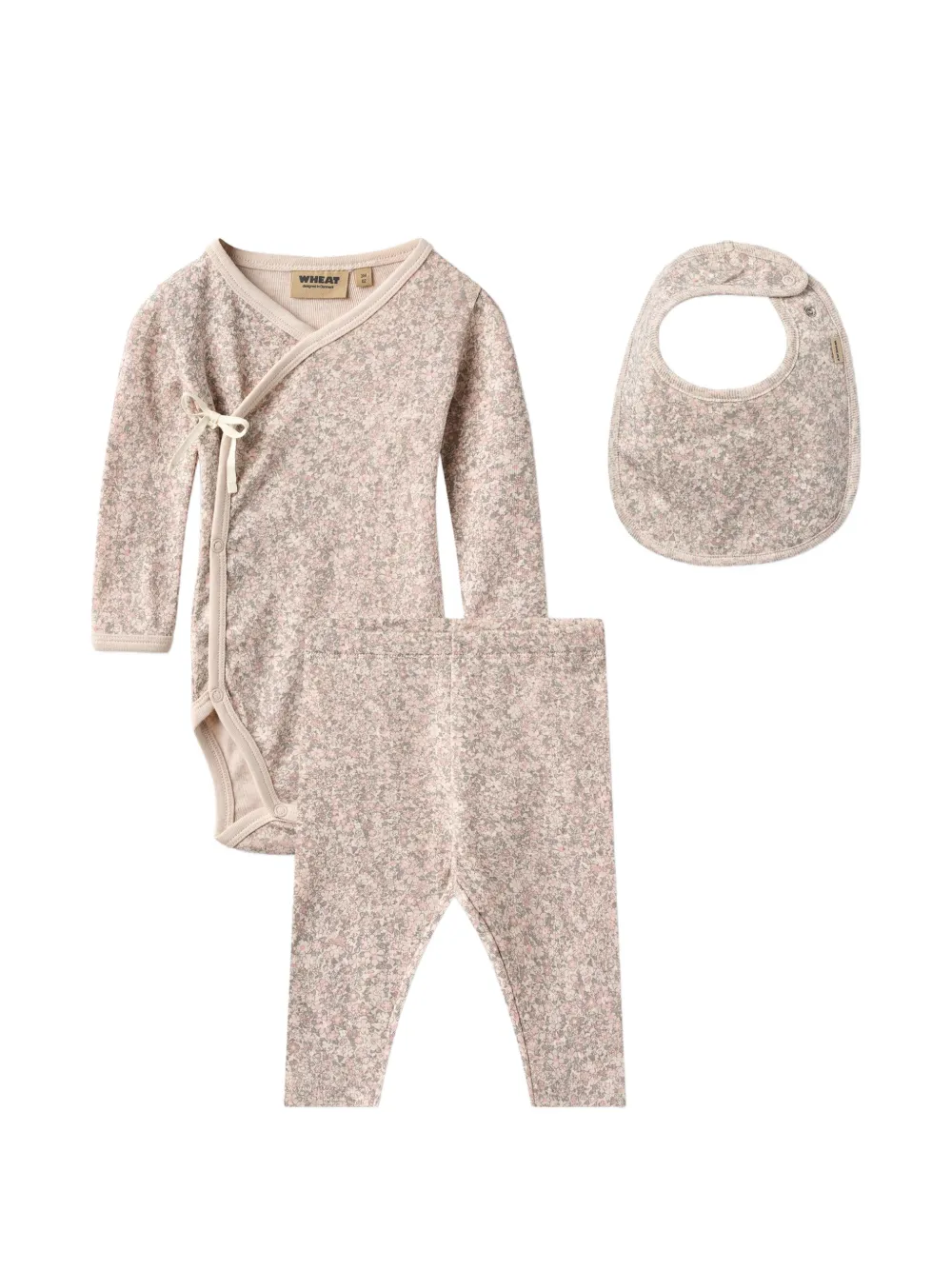 WHEAT Flore floral-print baby set (set of three) - Rosa