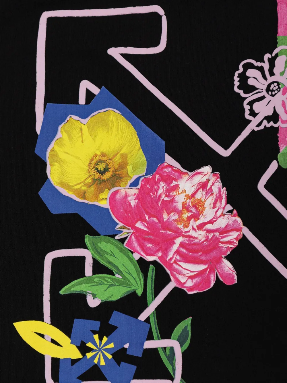 Off-White Kids Arrows T-shirt met bloemenprint Zwart