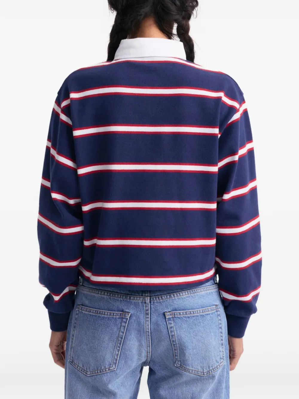 Sporty & Rich Blondie Serif striped polo shirt Blauw