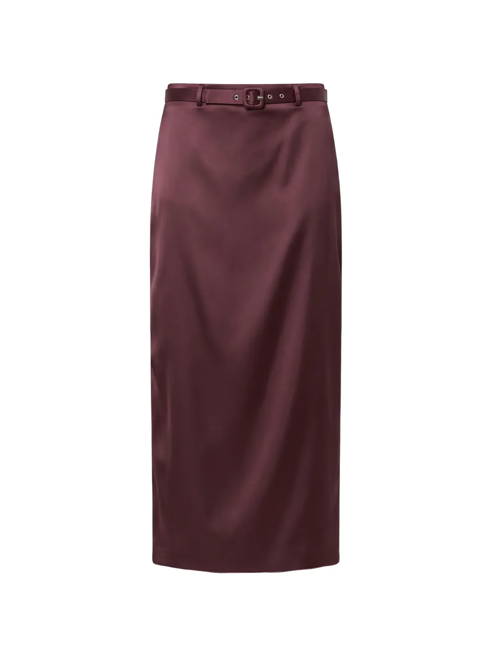 Anna October Aletta belted satin midi skirt - Rouge