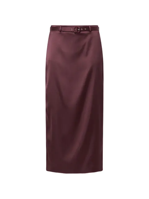 Anna October Aletta belted satin midi skirt