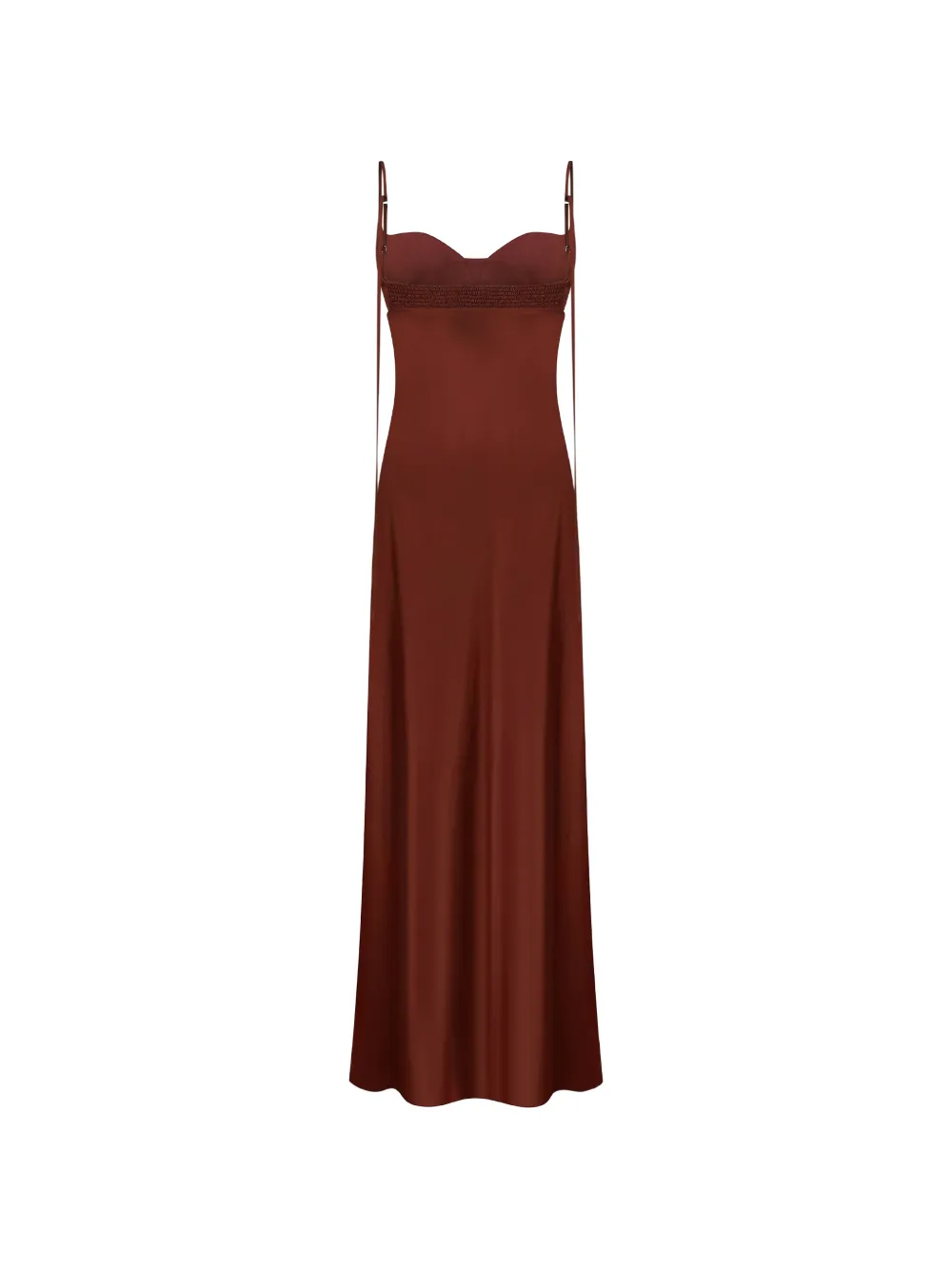 Anna October Isolde maxi-jurk met satijnen afwerking Bruin