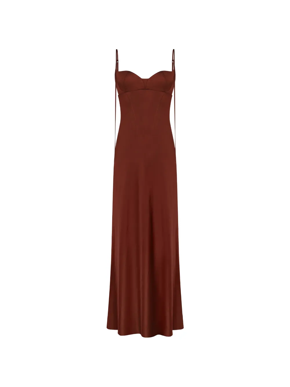 Anna October Isolde satin-finish maxi dress - Marron
