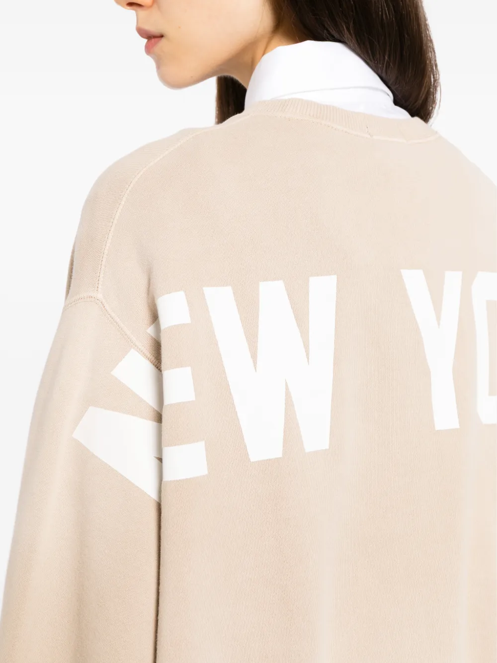 R13 logo-embroidered cropped sweater Beige