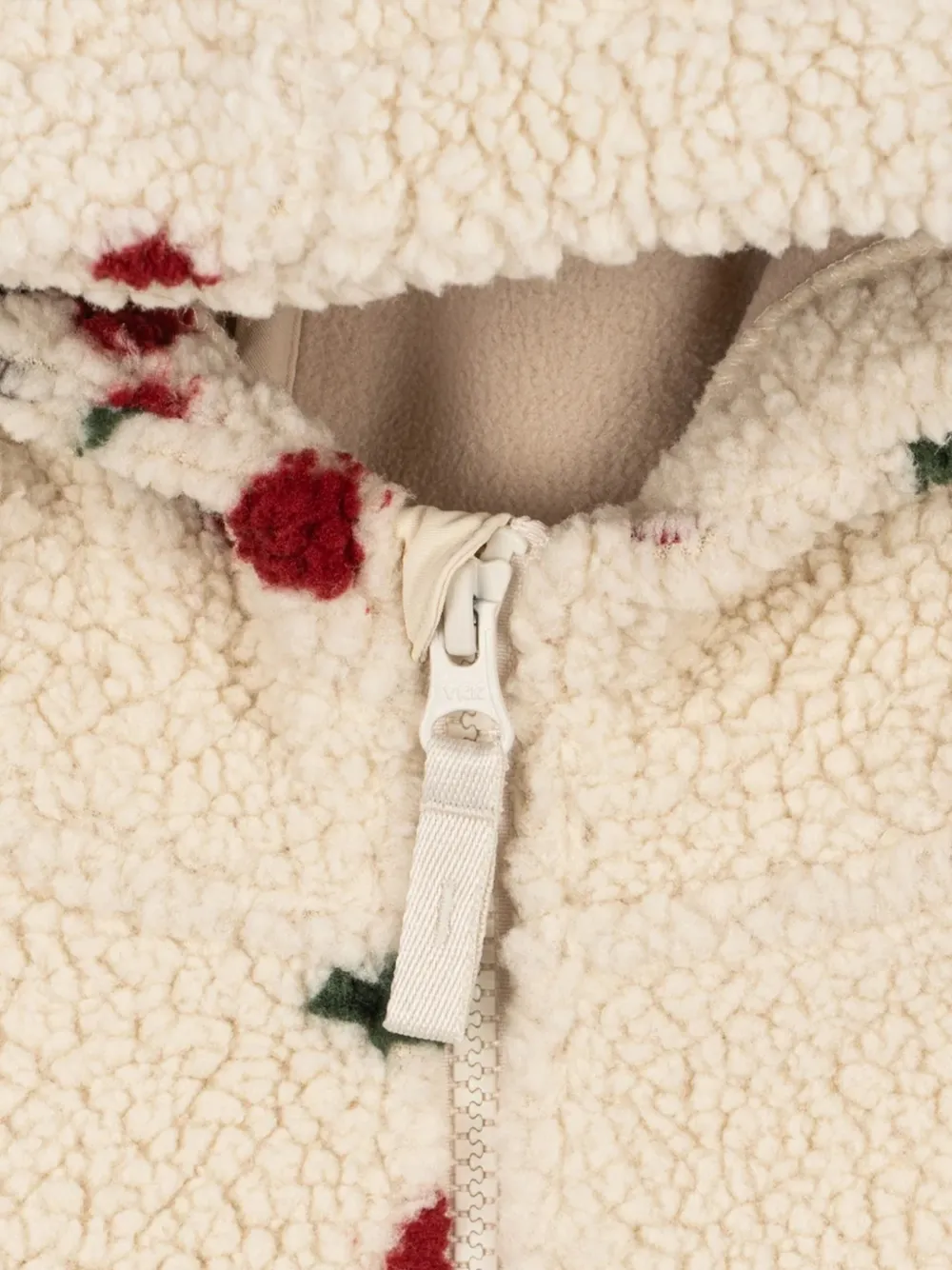 Konges Sløjd Jody Teddy jas met capuchon en kersenprint Beige