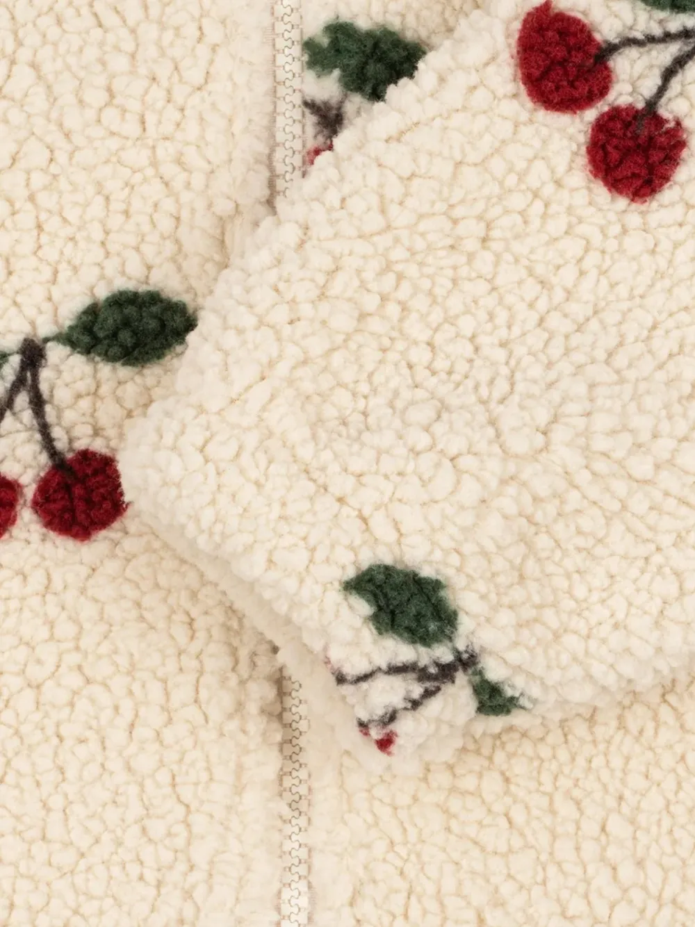Konges Sløjd Jody Teddy jas met capuchon en kersenprint Beige