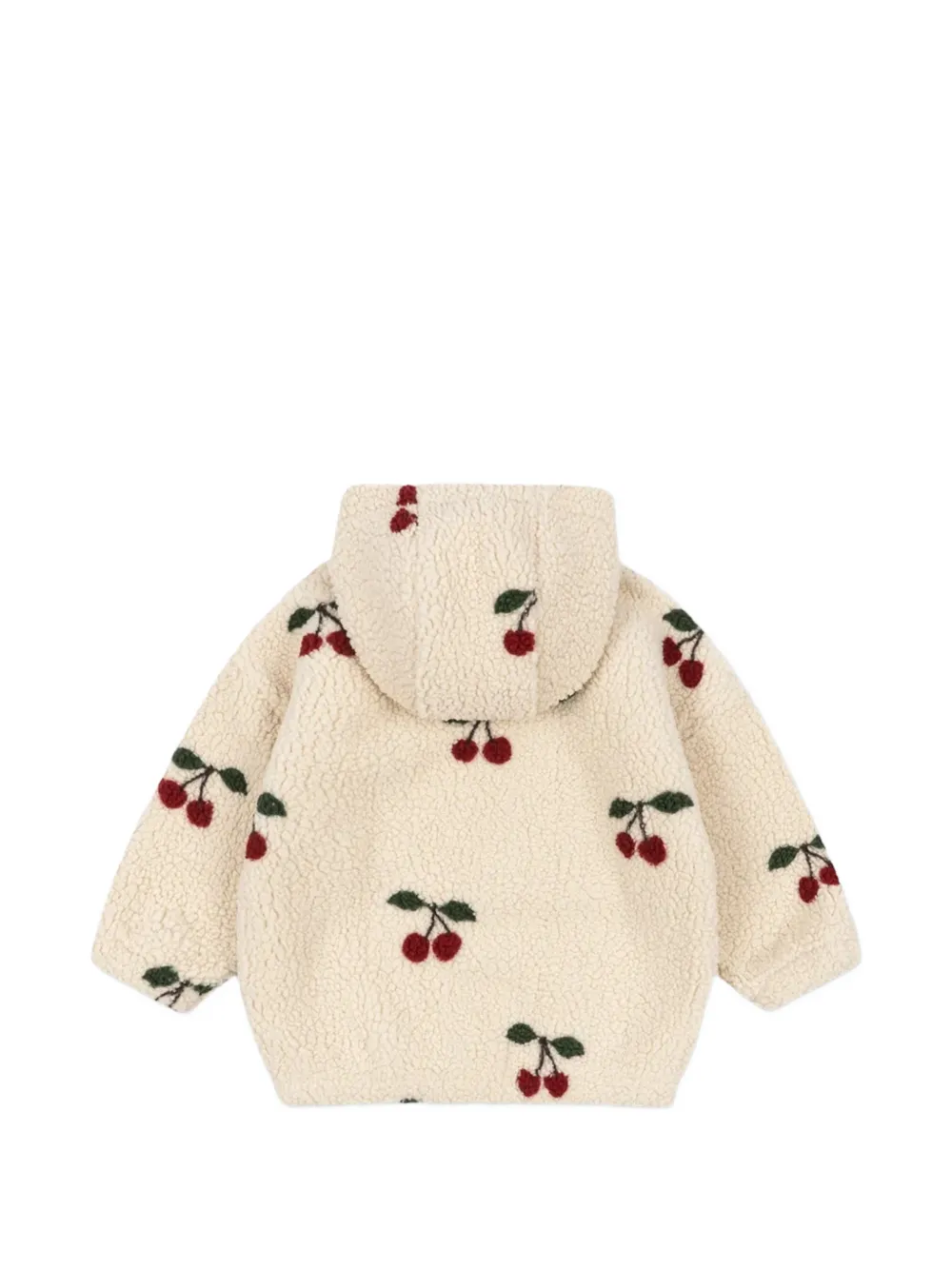 Konges Sløjd Jody Teddy jas met capuchon en kersenprint Beige