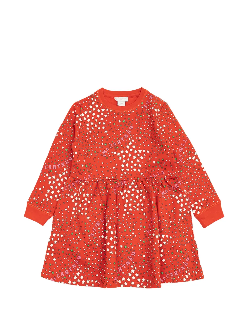 Stella McCartney Kids star-print logo-print midi dress Rood
