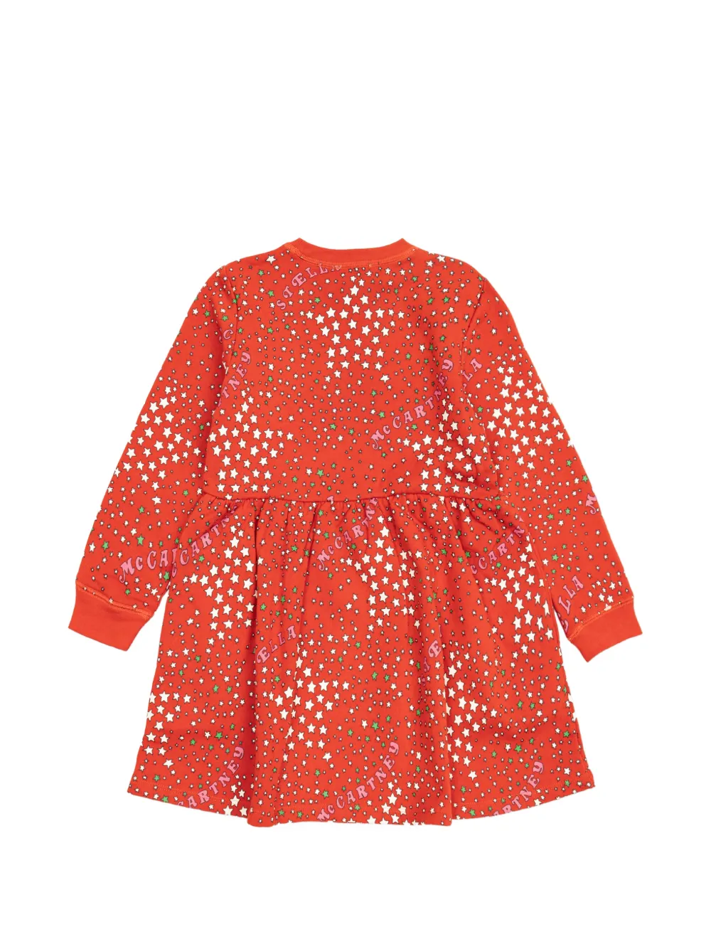 Stella McCartney Kids star-print logo-print midi dress Rood
