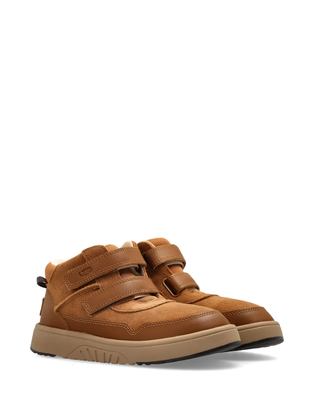 UGG Kids touch-strap leather sneakers - Marrone