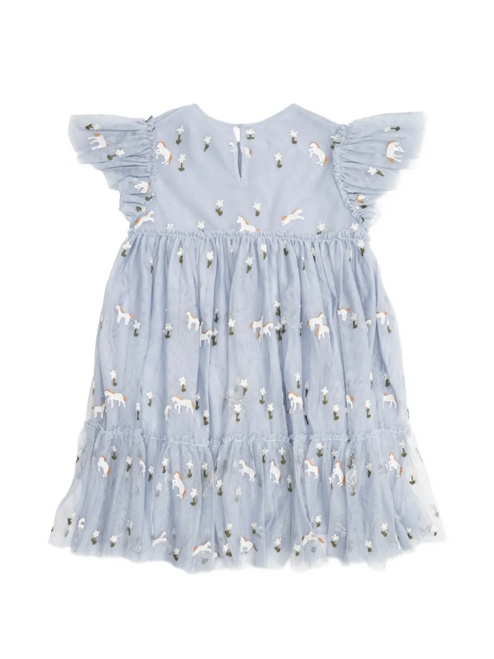 Stella McCartney Kids embroidered tulle mini dress Blauw