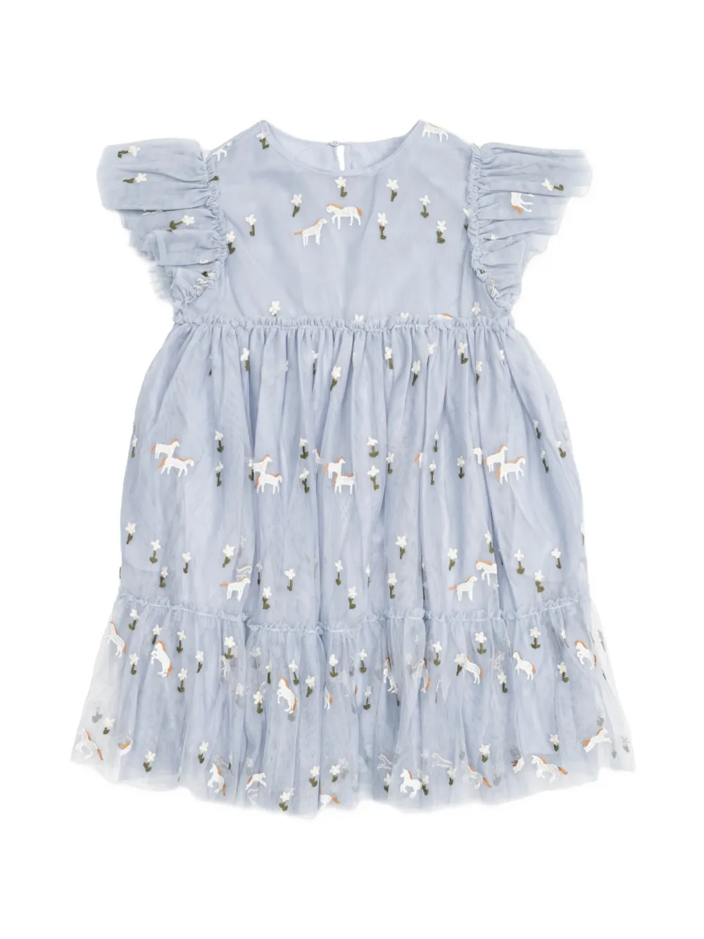 Stella McCartney Kids embroidered tulle mini dress Blauw