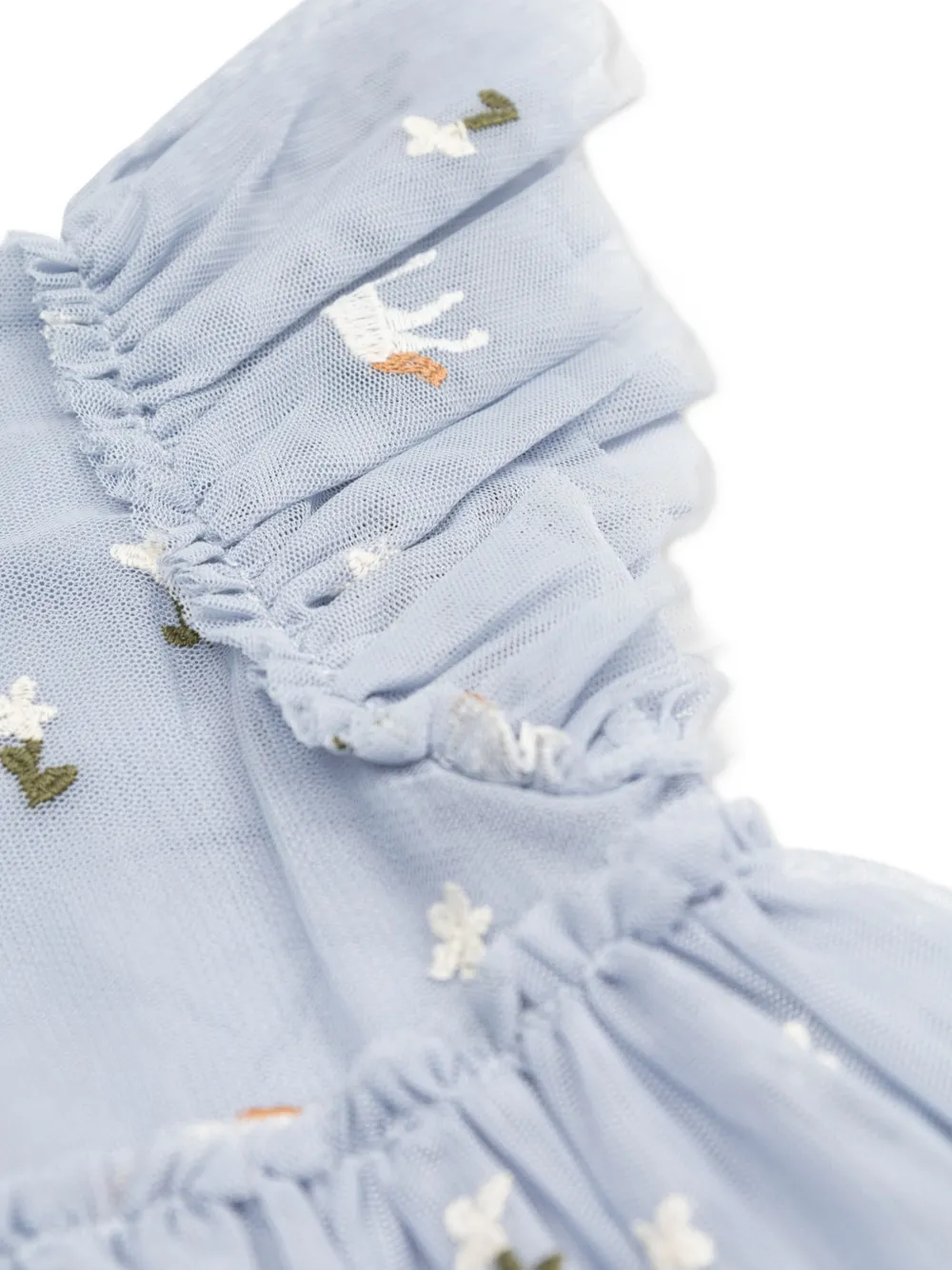 Stella McCartney Kids embroidered tulle mini dress Blauw