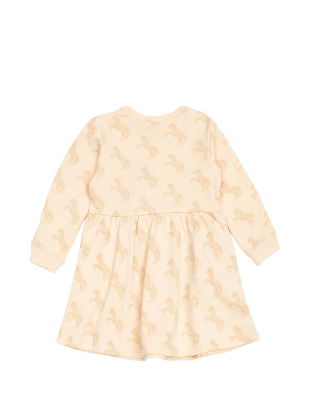Stella McCartney Kids horse-print long-sleeve midi dress Beige