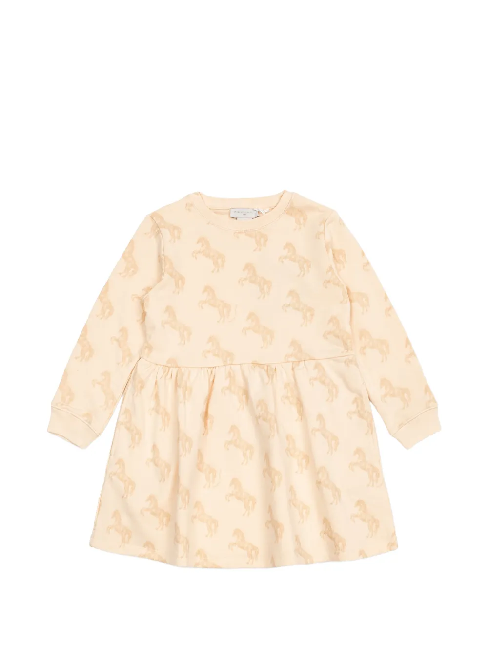 Stella McCartney Kids horse-print long-sleeve midi dress Beige