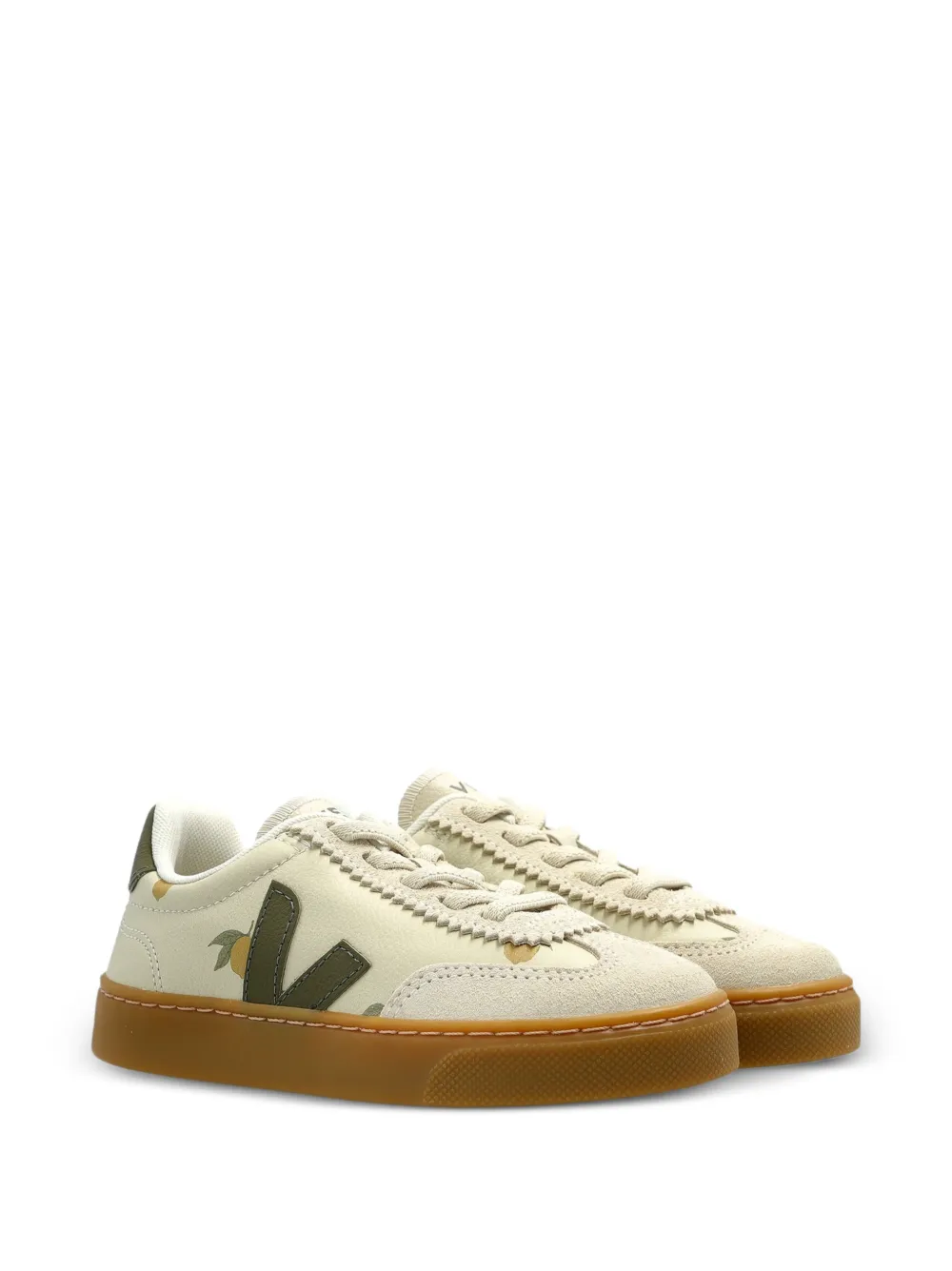 VEJA Kids lemon-print leather sneakers - Toni neutri