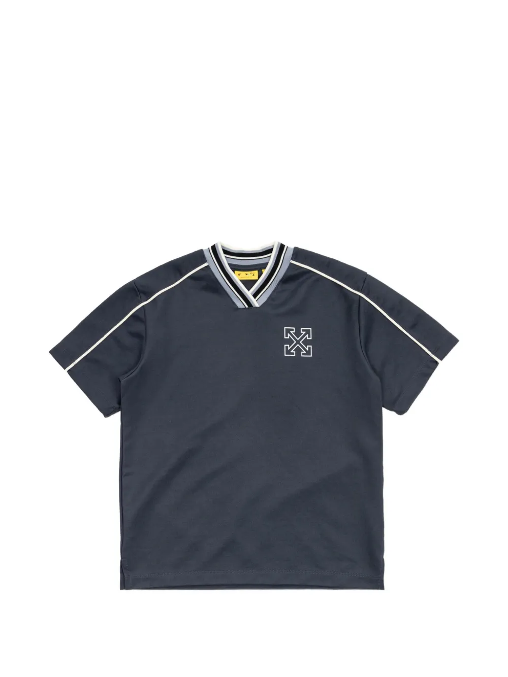 Off-White Kids logo-print piped T-shirt - Blu