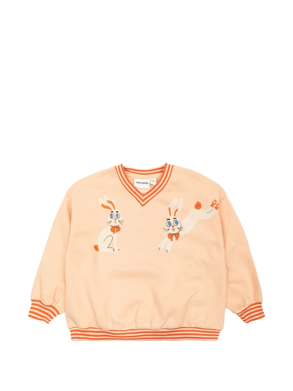 Mini Rodini rabbit-print V-neck sweatshirt - Nude
