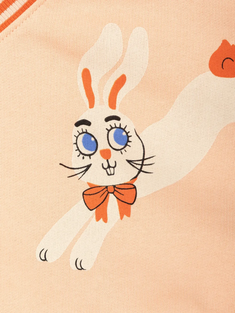 Mini Rodini rabbit-print V-neck sweatshirt Beige