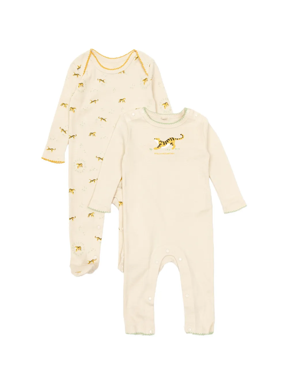 Stella McCartney Kids tiger-print sleepsuit pack (set of two) - Nude