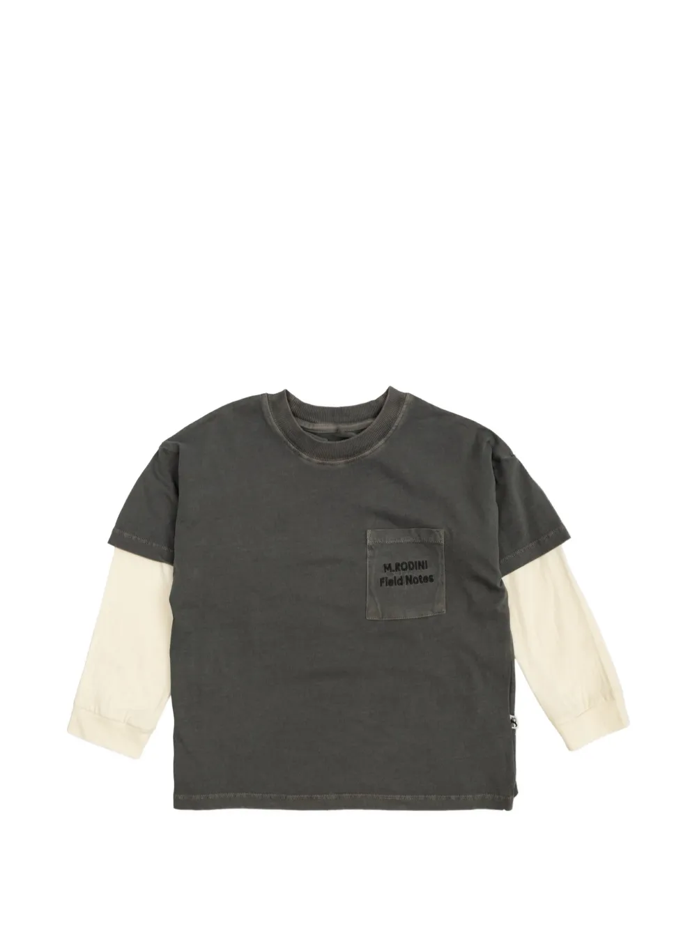 Mini Rodini T-shirt con maniche a strati e tasca - Grigio