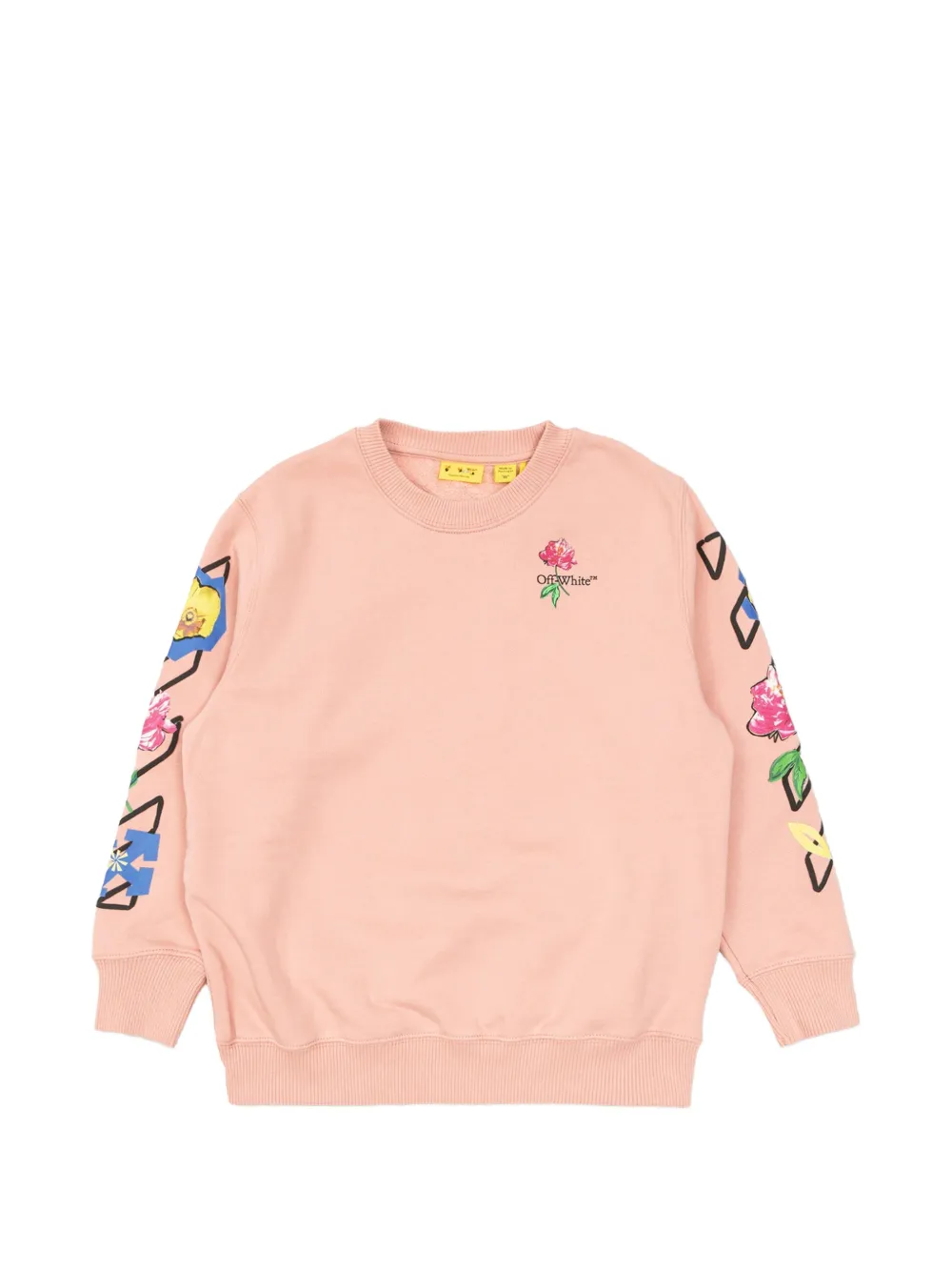 Off-White Kids floral-print logo-print sweatshirt Roze