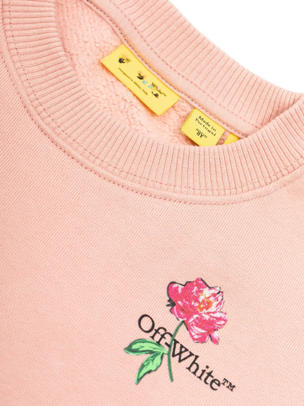 Off-White Kids floral-print logo-print sweatshirt Roze