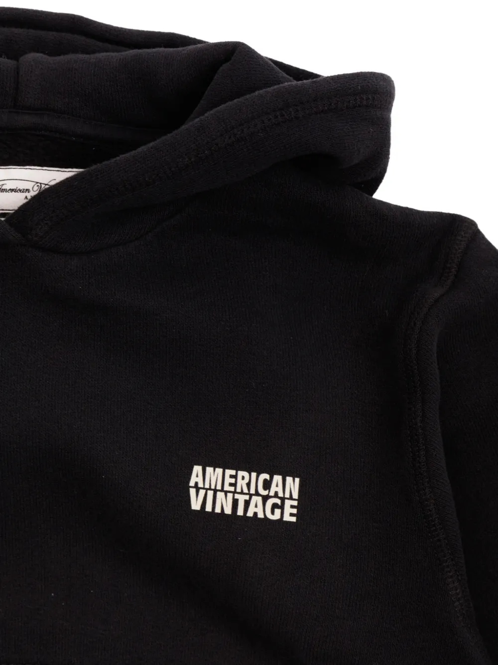 American Vintage Kids logo-print hoodie Zwart