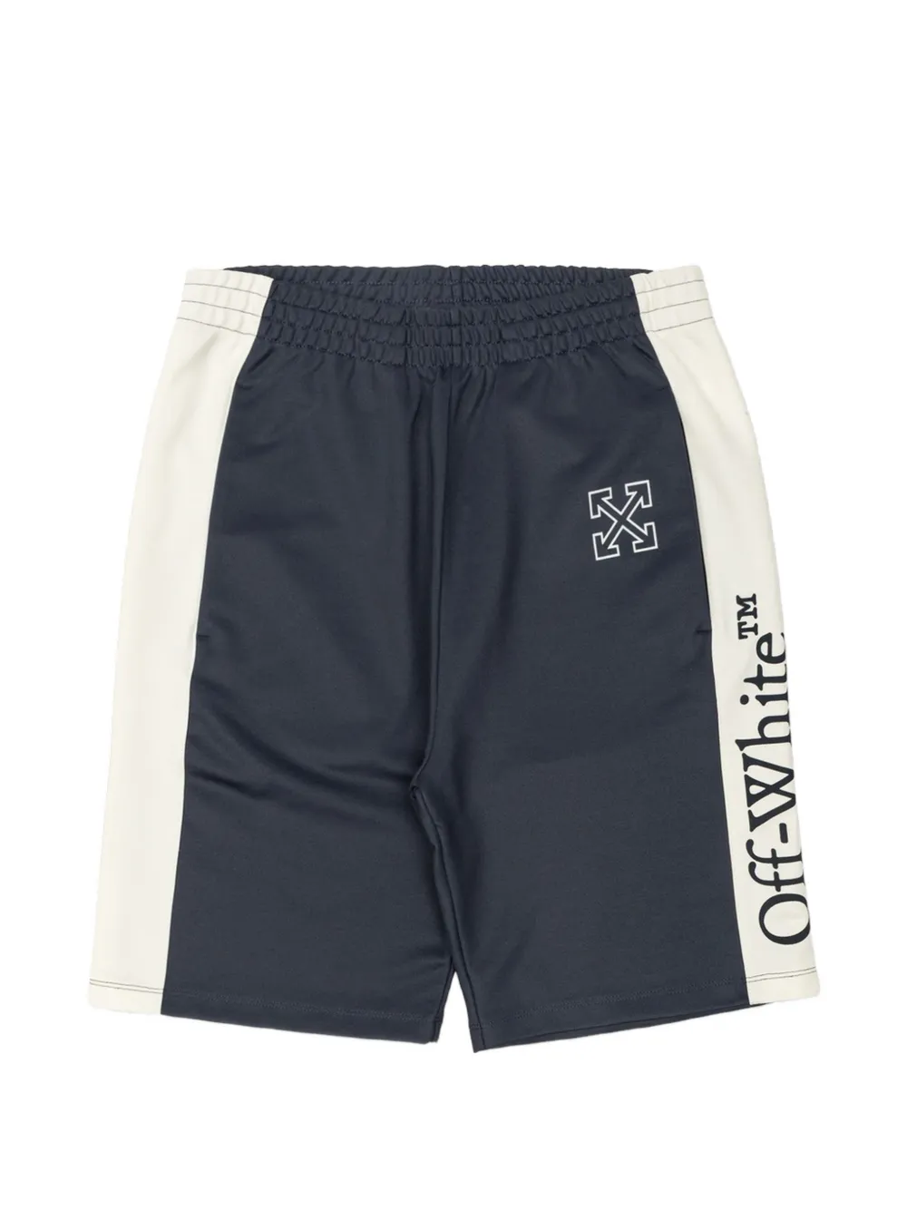 Off-White Kids Arrows side-stripe shorts Blauw