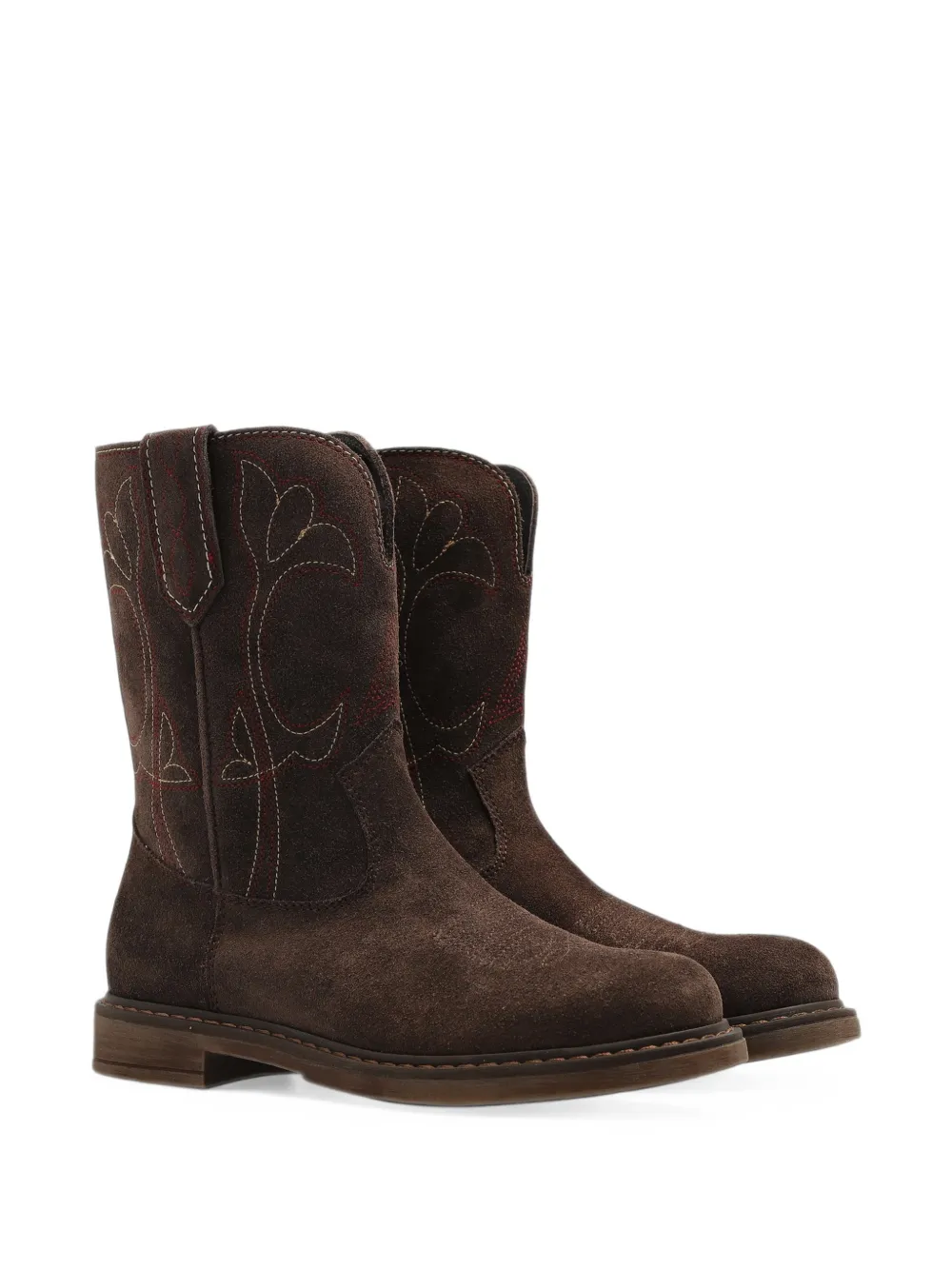 Golden Goose Kids Wish Star Biker embroidered suede ankle boots - Marrone