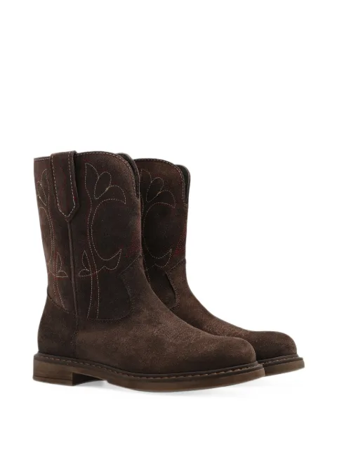 Golden Goose Kids Wish Star Biker embroidered suede ankle boots