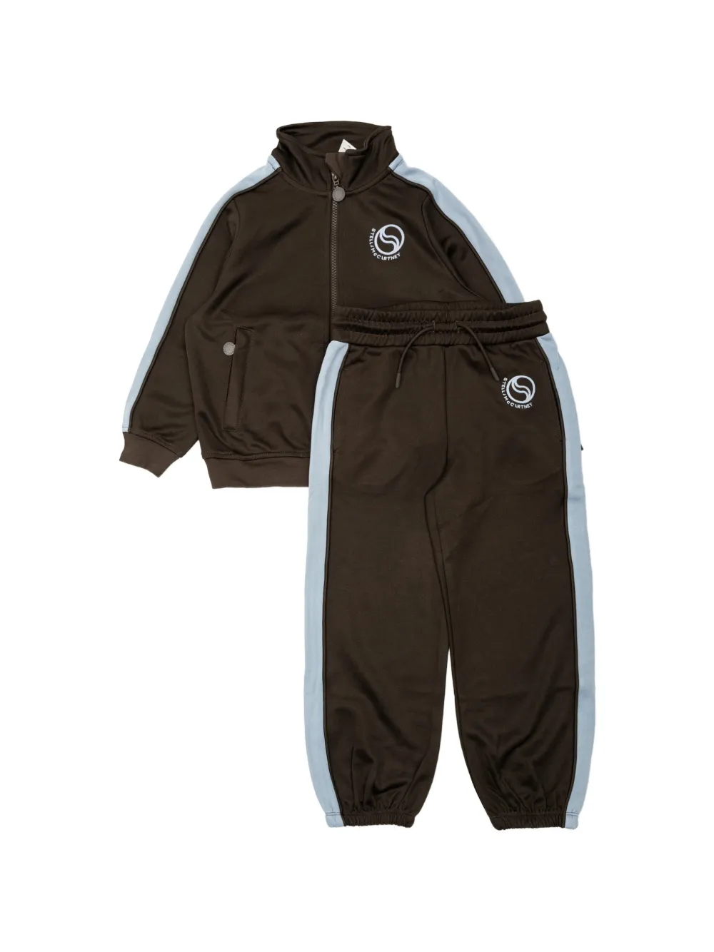 Stella McCartney Kids logo-embroidered side-stripe tracksuit set - Marrone
