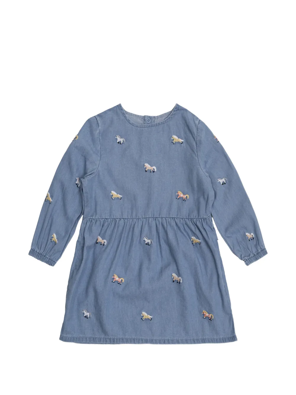 Stella McCartney Kids embroidered long-sleeve dress Blauw