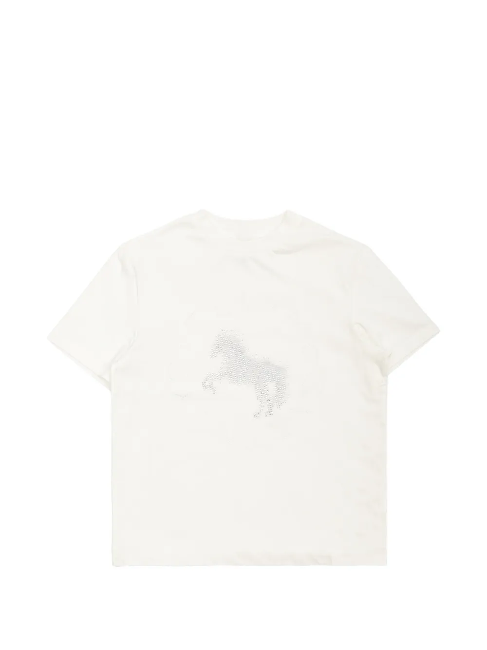 Stella McCartney Kids T-shirt verfraaid met kristallen en paardenpatroon Wit