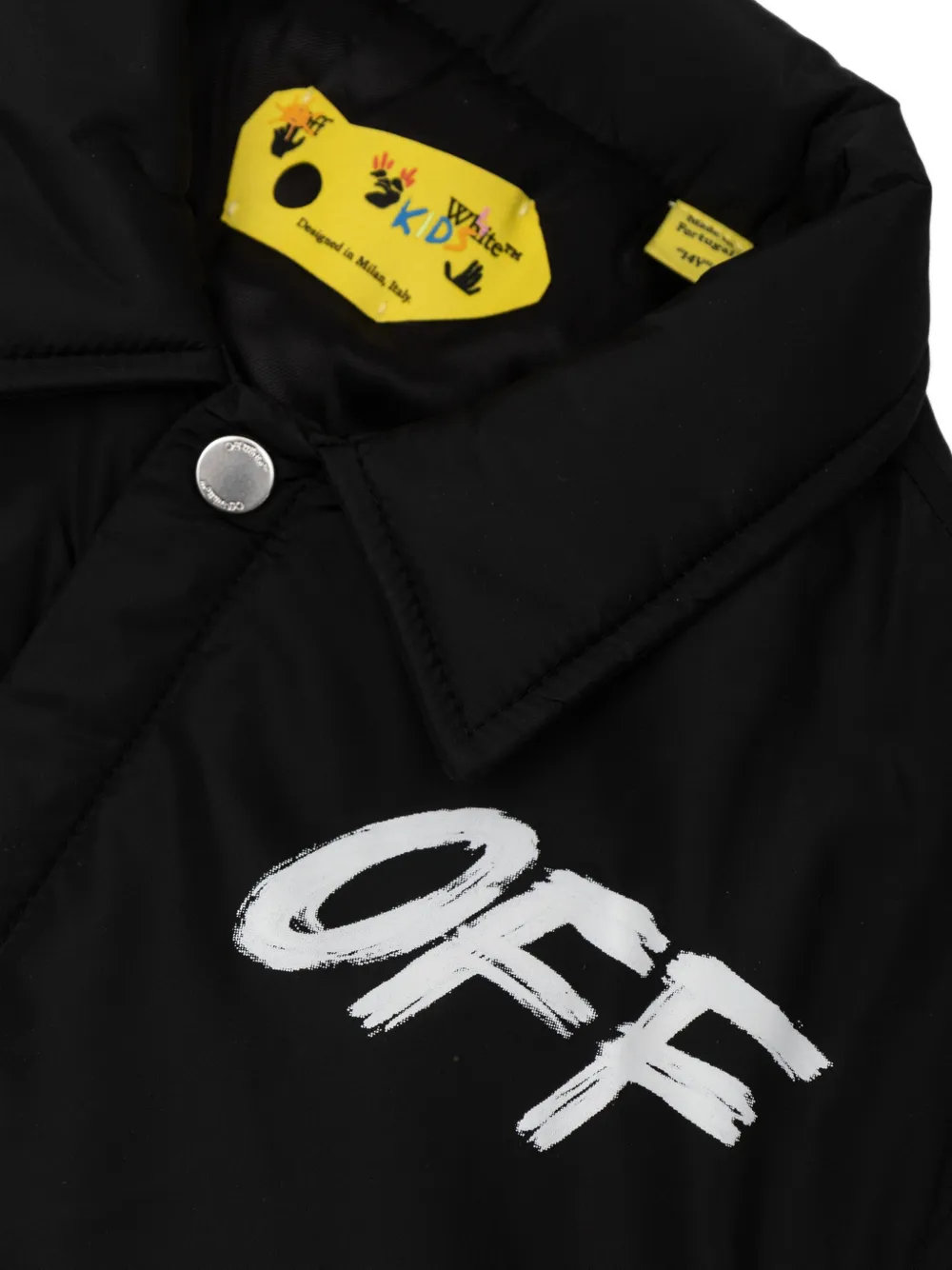 Off-White Kids logo-print padded jacket Zwart