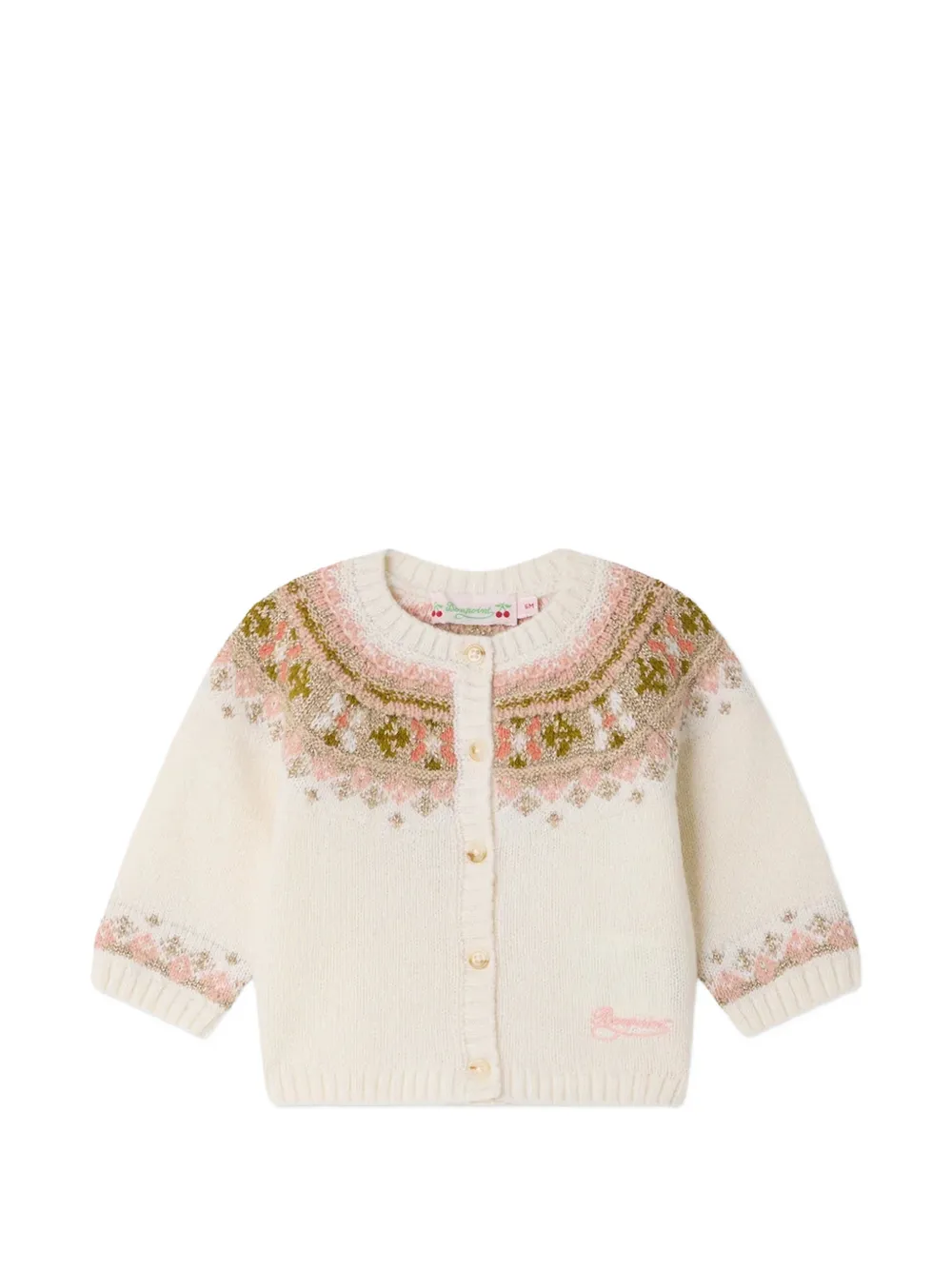 Bonpoint Maylia Fair Isle cardigan - Nude