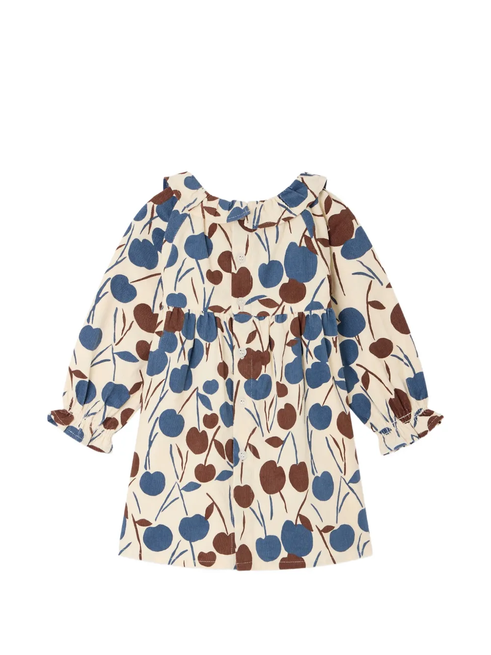 Bonpoint Melyssa ribfluwelen jurk met kersenprint Beige