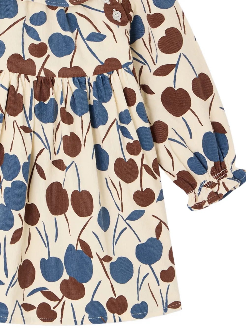 Bonpoint Melyssa ribfluwelen jurk met kersenprint Beige