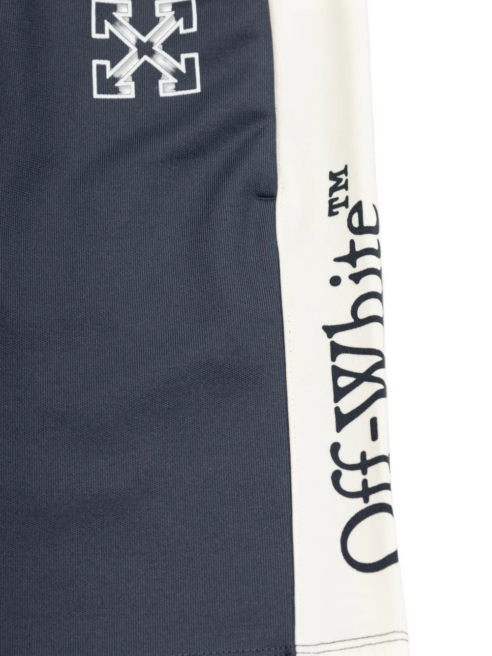 Off-White Kids logo-print side-stripe shorts Blauw