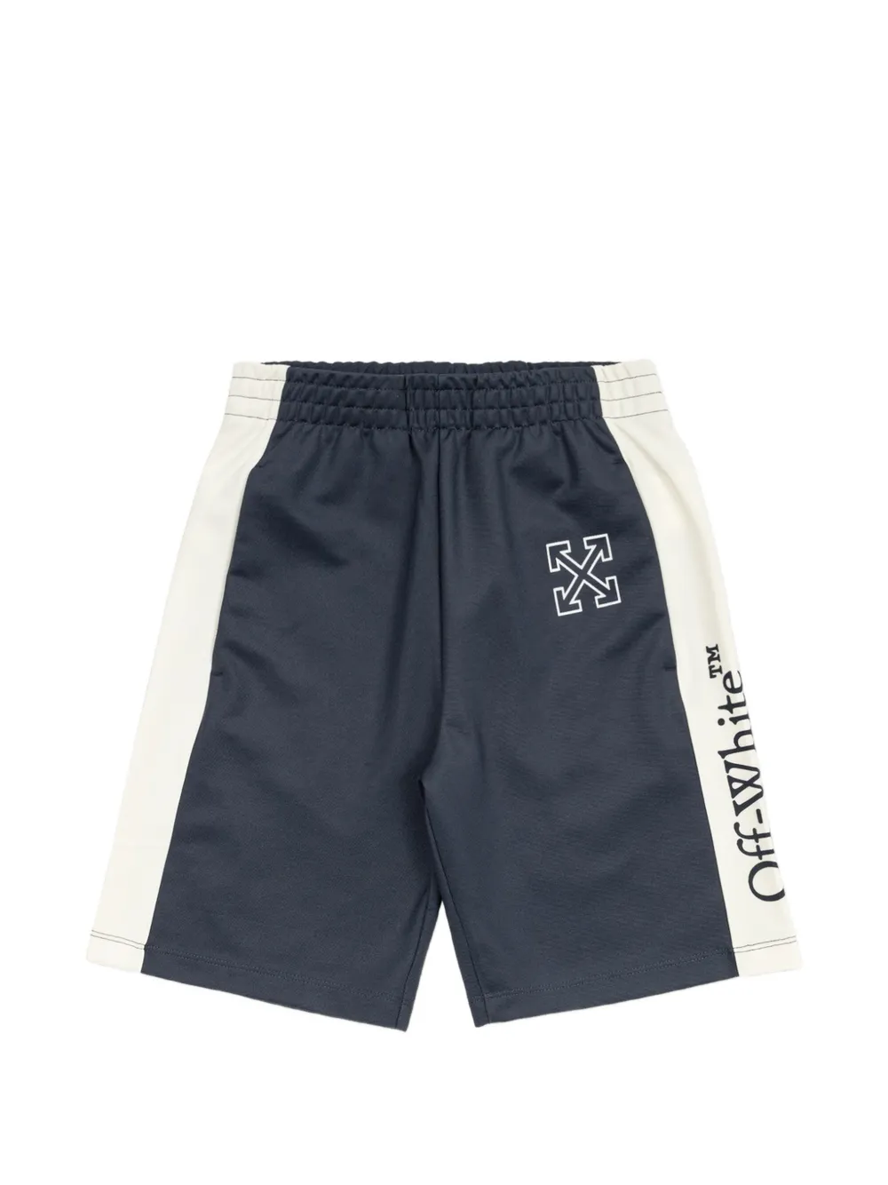 Off-White Kids logo-print side-stripe shorts Blauw