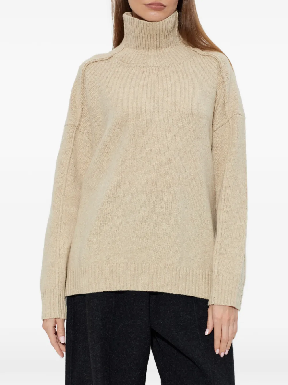 RETHINKIT STUDIOS Chamonix logo-patch turtleneck sweater Beige
