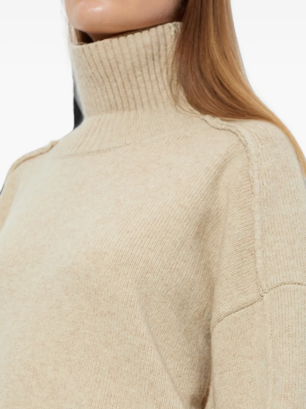 RETHINKIT STUDIOS Chamonix logo-patch turtleneck sweater Beige