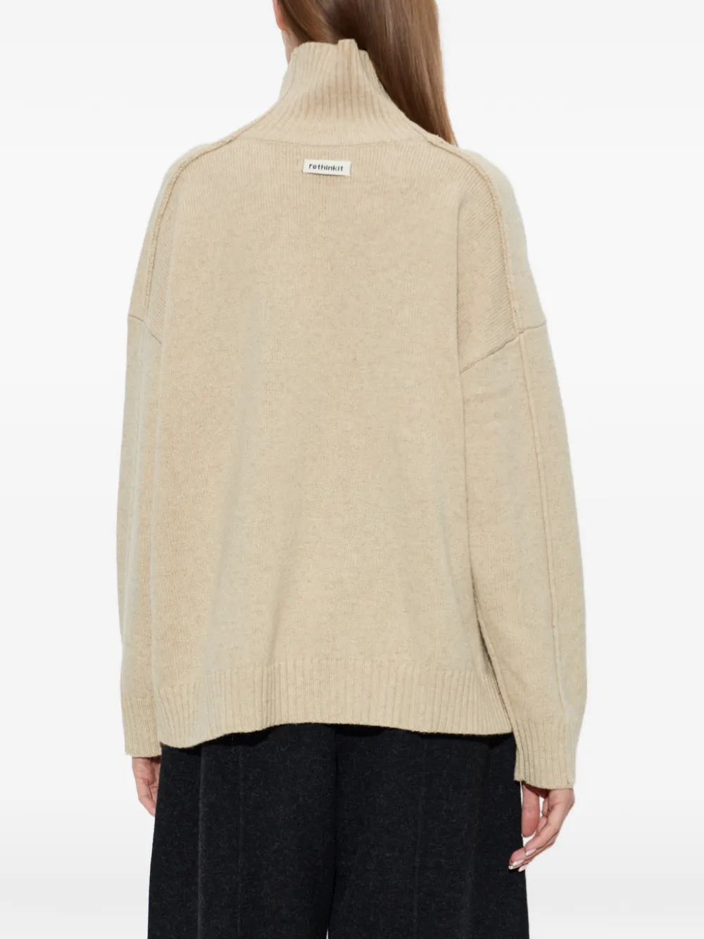 RETHINKIT STUDIOS Chamonix logo-patch turtleneck sweater Beige