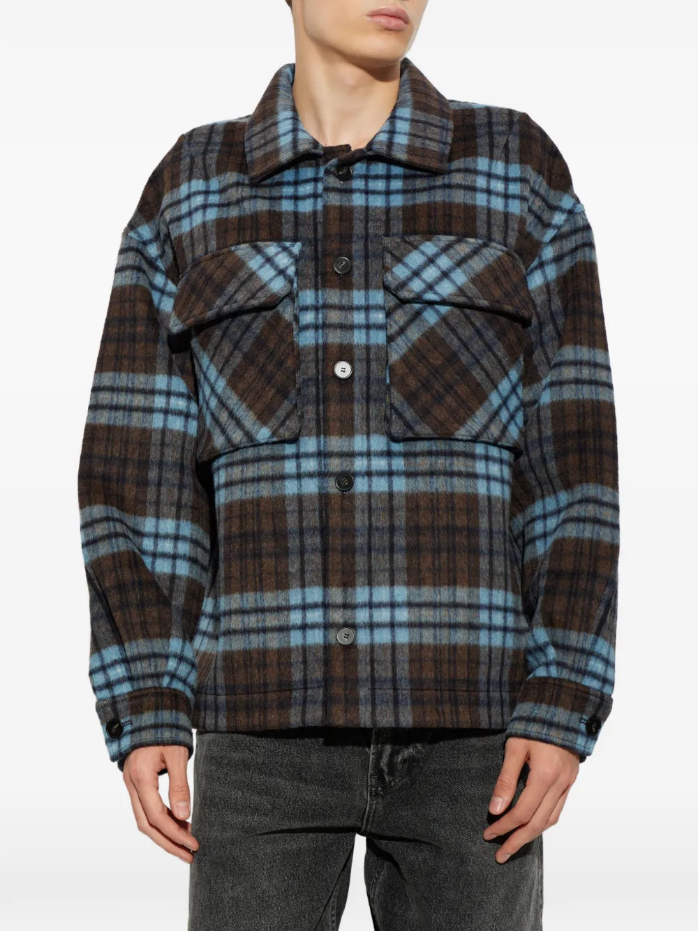 ENTIRE STUDIOS check-pattern button-up jacket Bruin