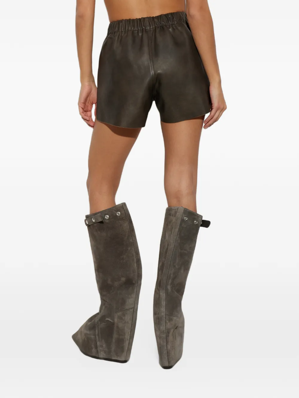 Rick Owens leather shorts Zwart