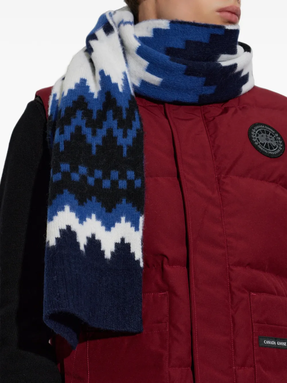 Canada Goose Fair Isle gebreide sjaal Blauw
